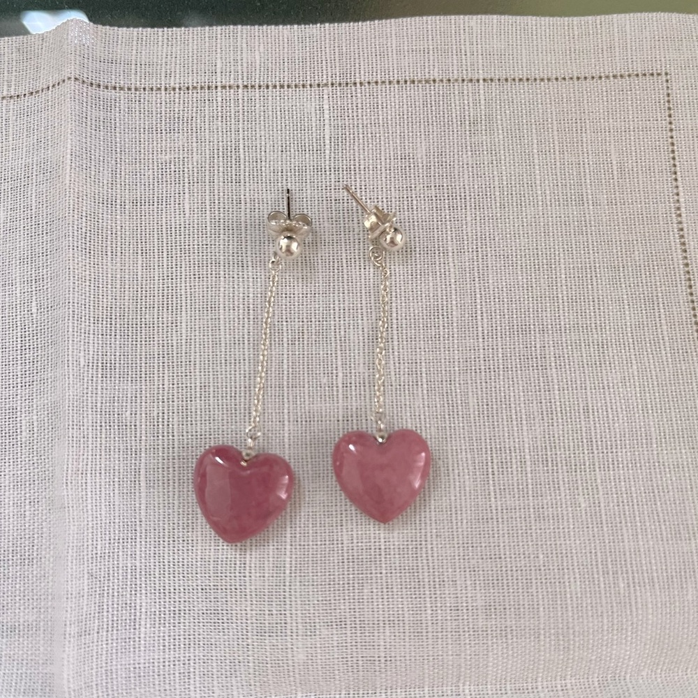 Tiffany’s Pink Heart Drop Earrings